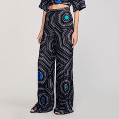 Sandro Women Spiral-print silk trousers