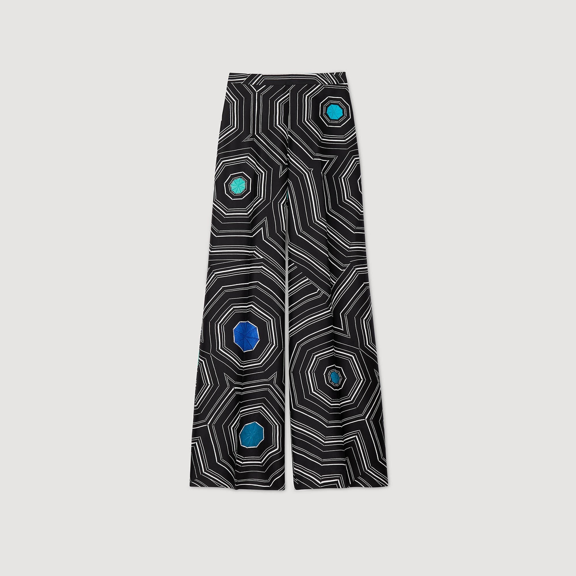 Sandro Women Spiral-print silk trousers