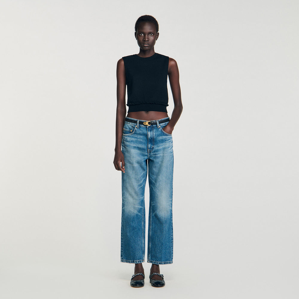 Sandro Women Ruffled cropped sweater