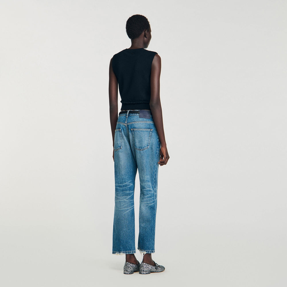 Sandro Women Ruffled cropped sweater