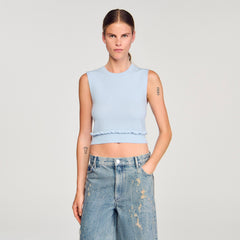 Sandro Women Ruffled cropped sweater