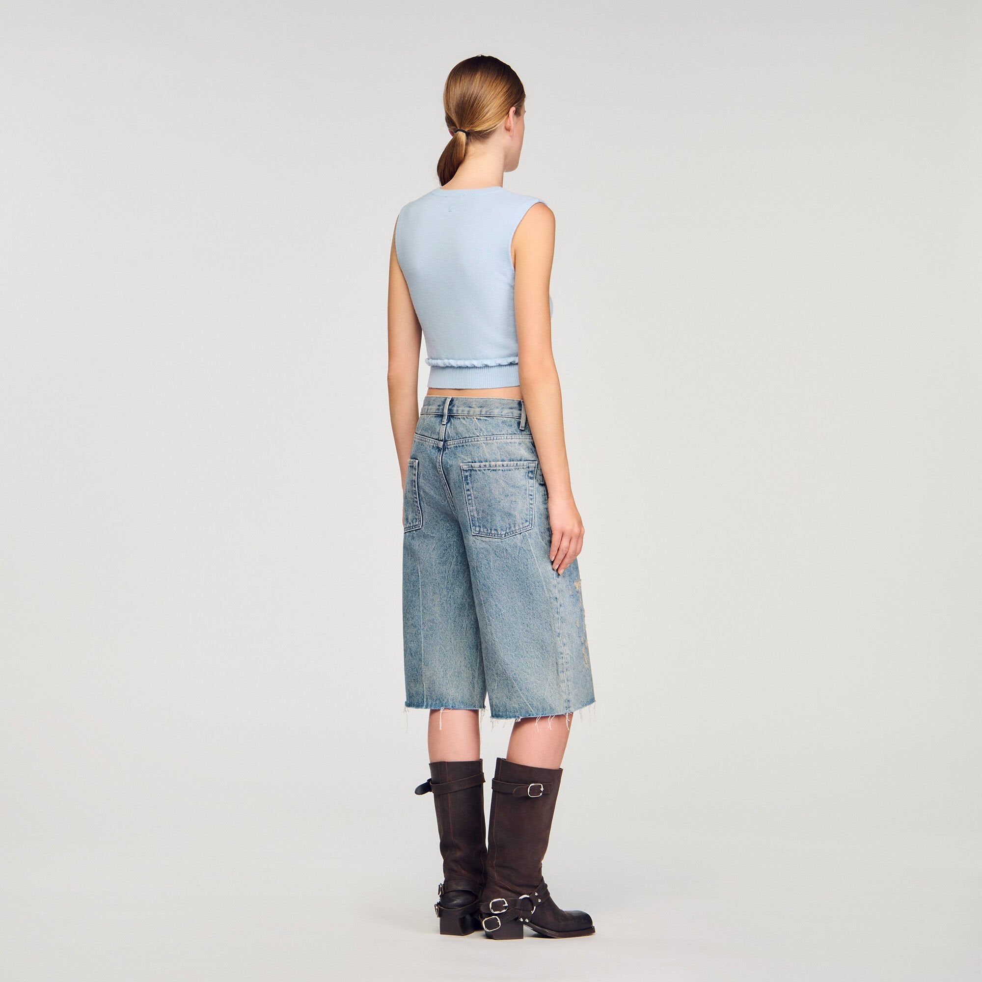 Sandro Women Ruffled cropped sweater