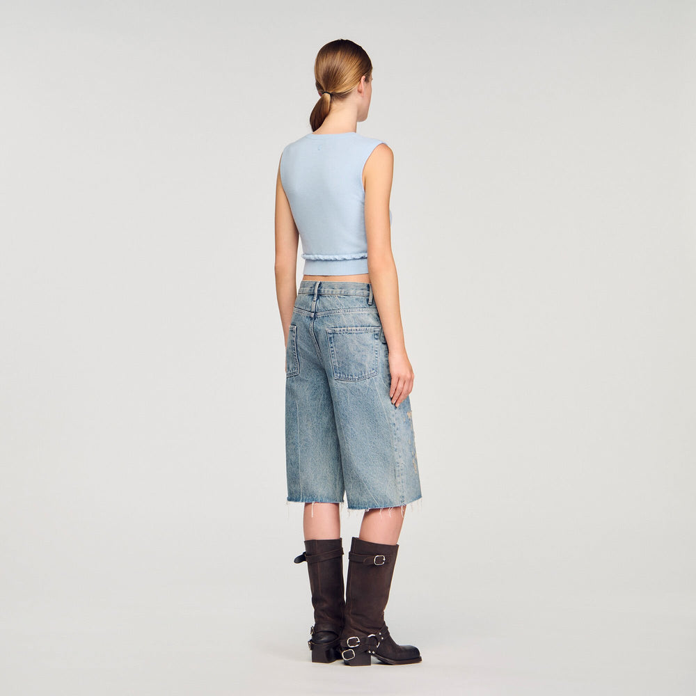 Sandro Women Ruffled cropped sweater