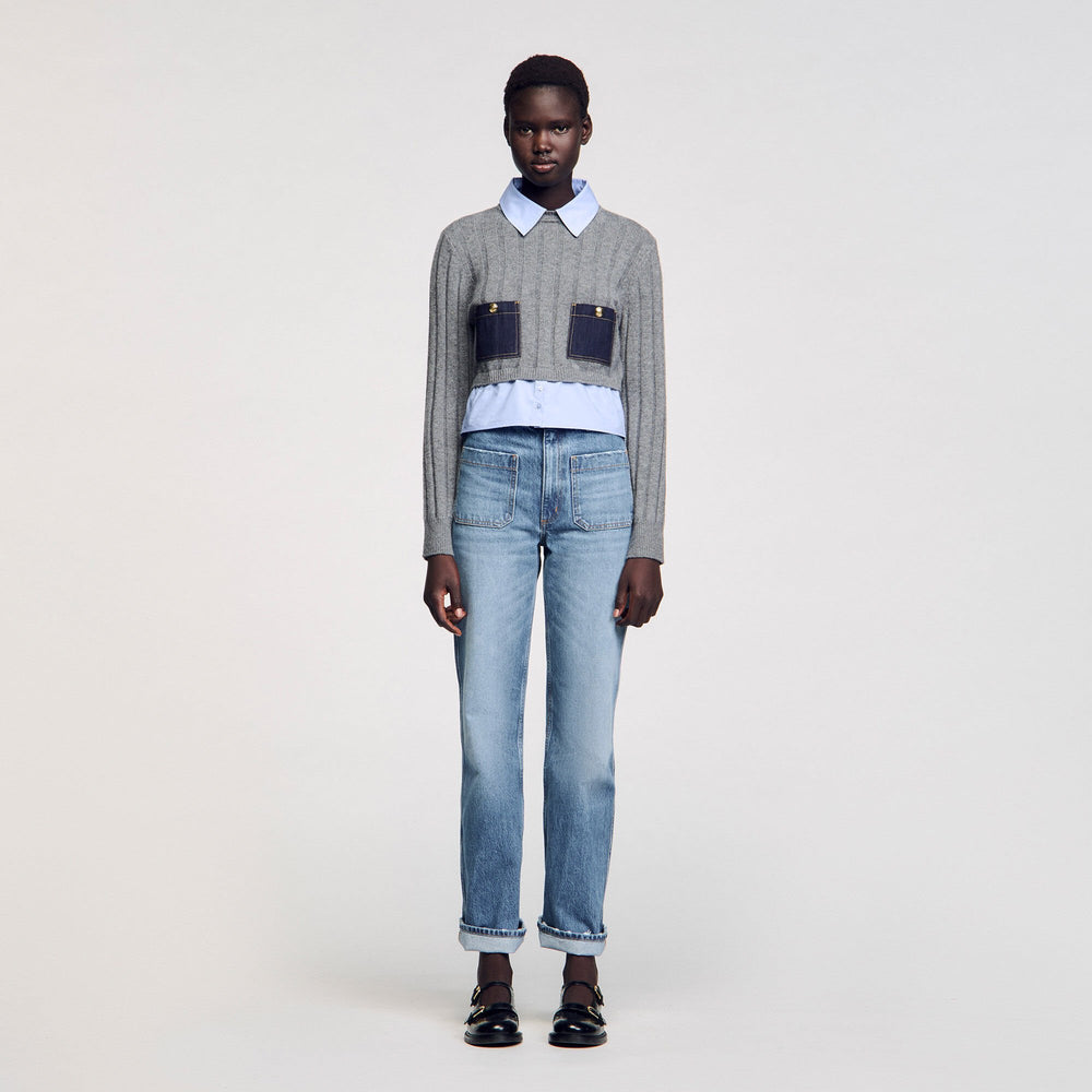 Sandro Women Cropped wool and cashmere sweater