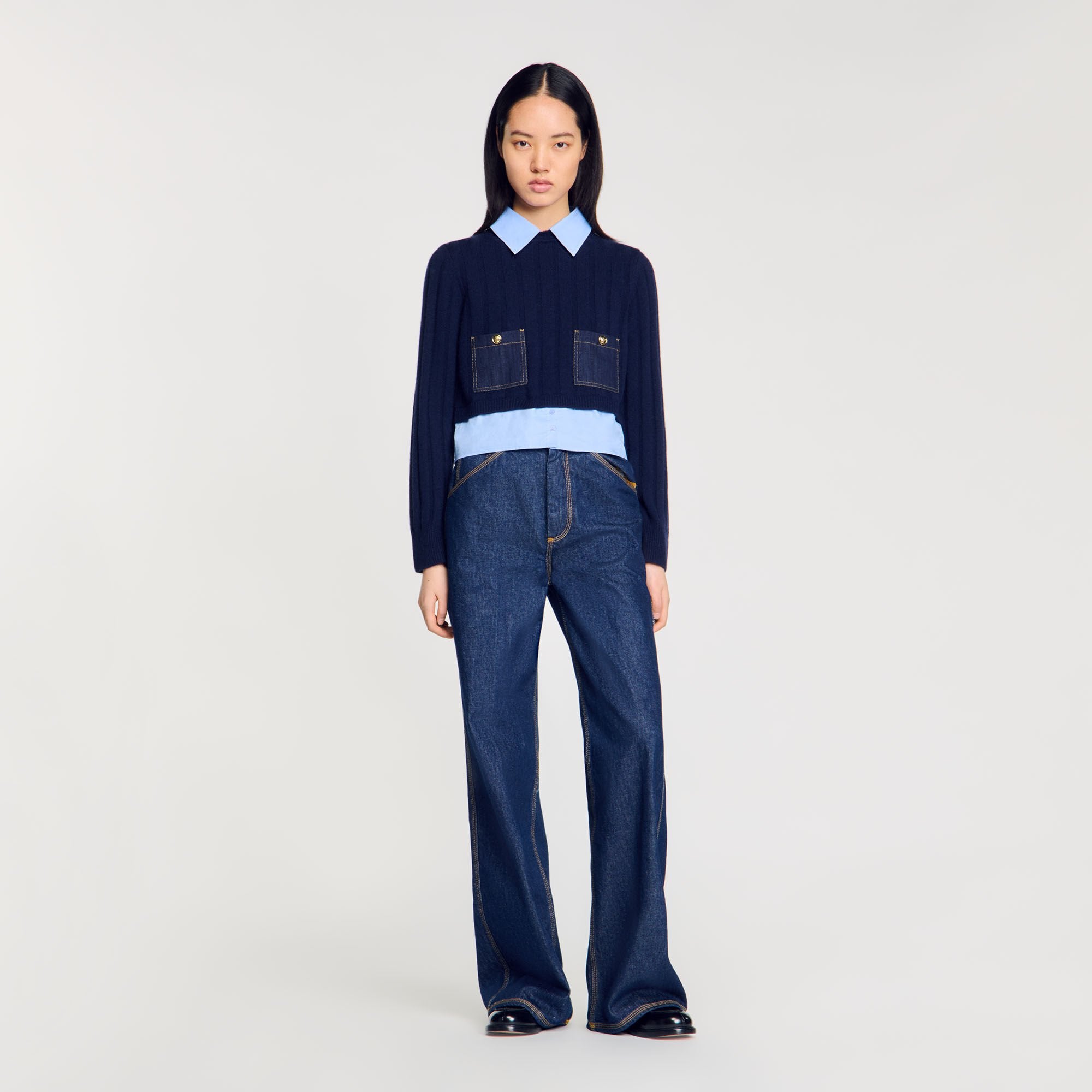 Sandro Women Cropped wool and cashmere sweater