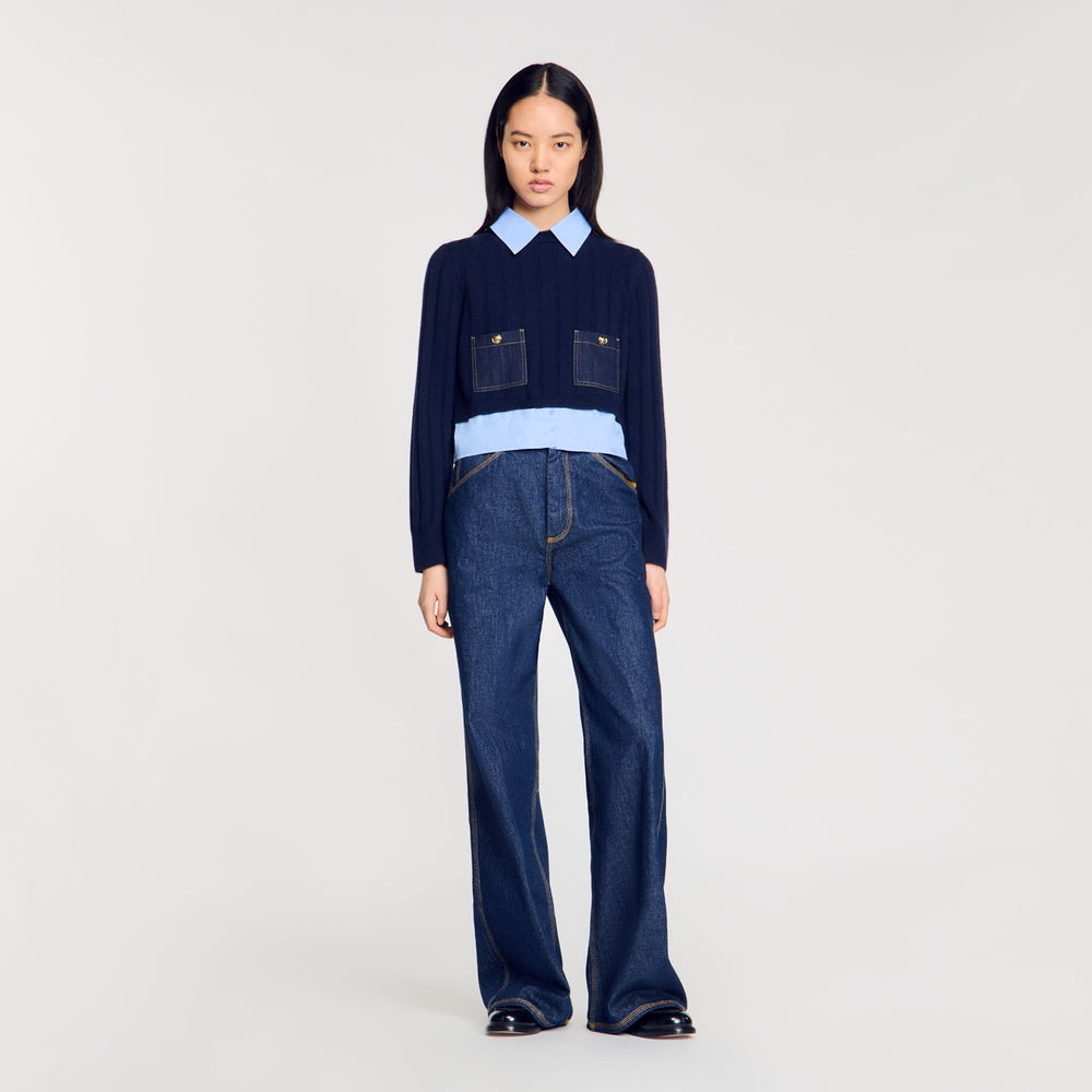 Sandro Women Cropped wool and cashmere sweater