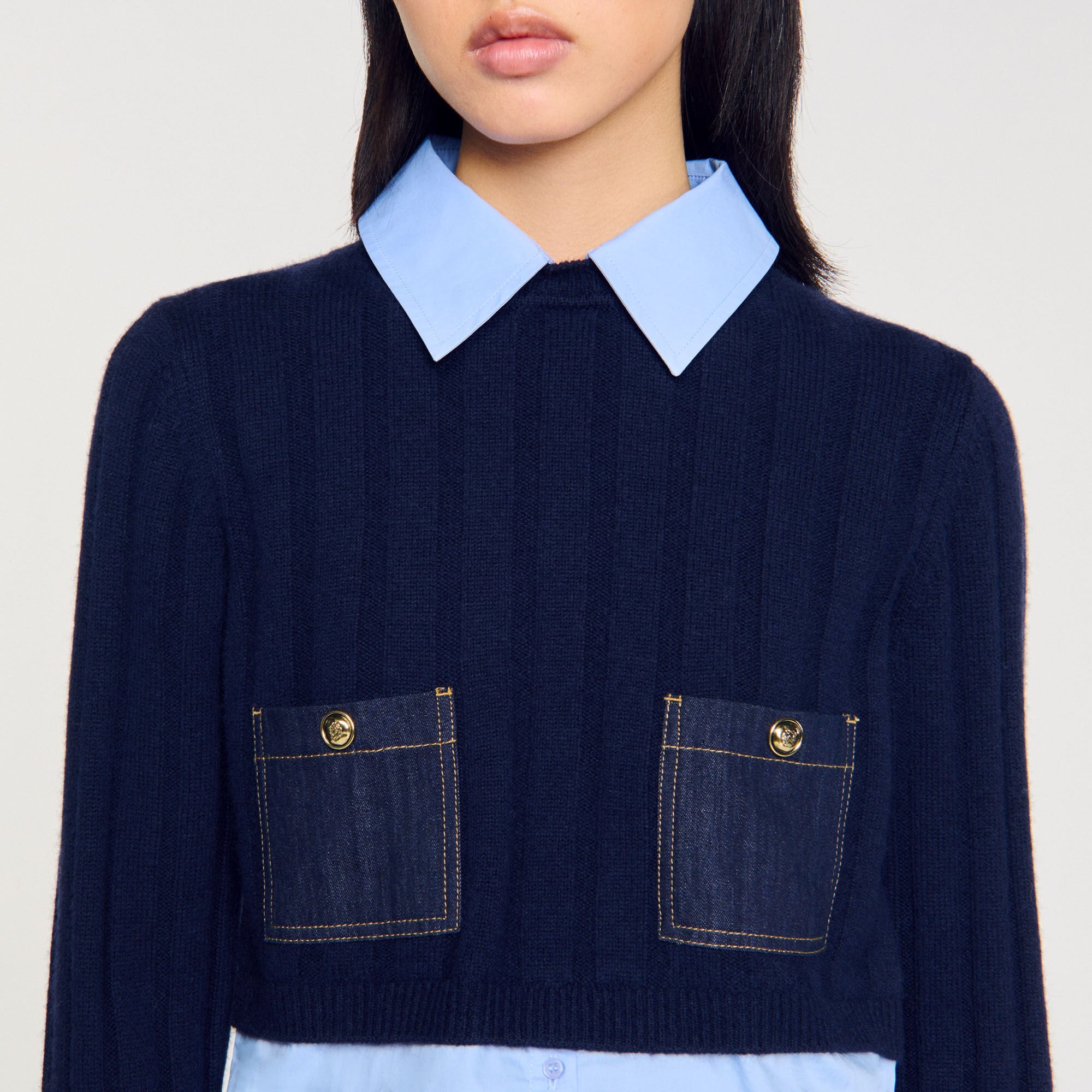 Sandro Women Cropped wool and cashmere sweater