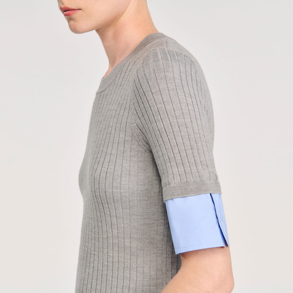 Sandro Women Sweater with contrast short sleeves