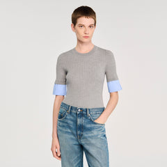 Sandro Women Sweater with contrast short sleeves
