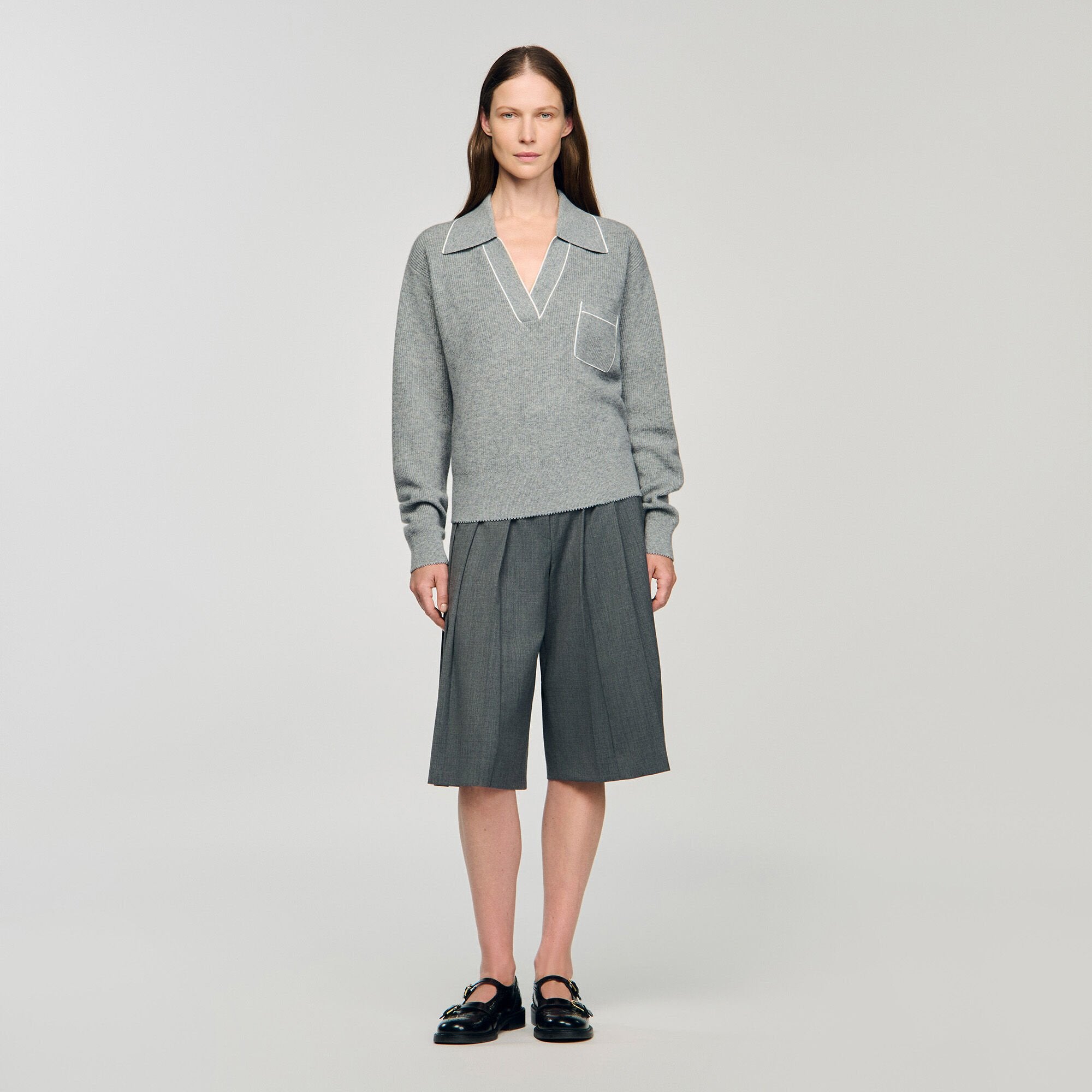 Sandro Women Open polo-collar neck sweater