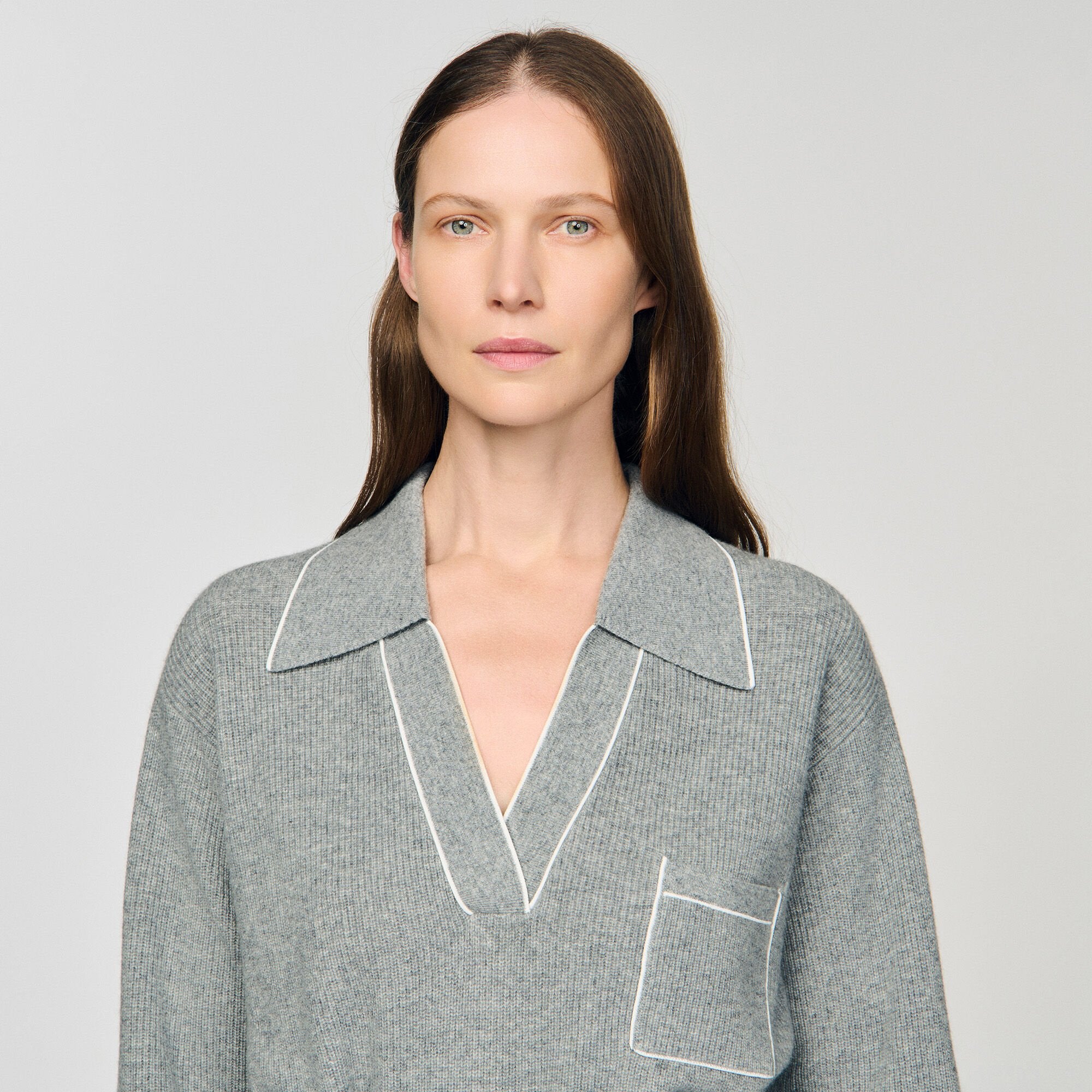 Sandro Women Open polo-collar neck sweater