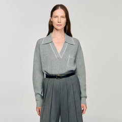 Sandro Women Open polo-collar neck sweater