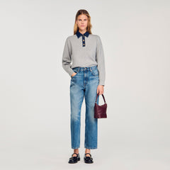 Sandro Women Sweater with denim collar
