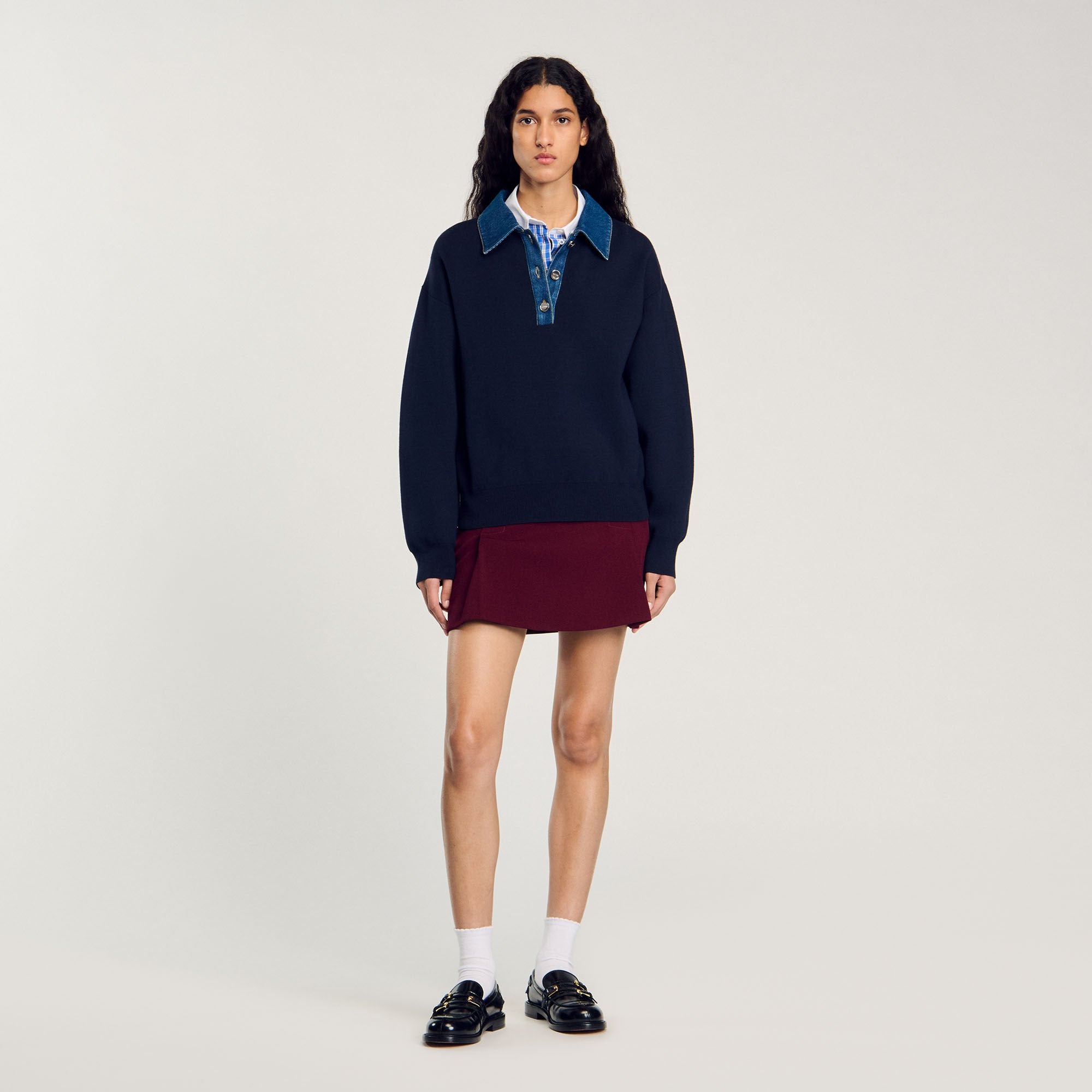 Sandro Women sweater with denim collar