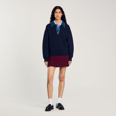 Sandro Women sweater with denim collar