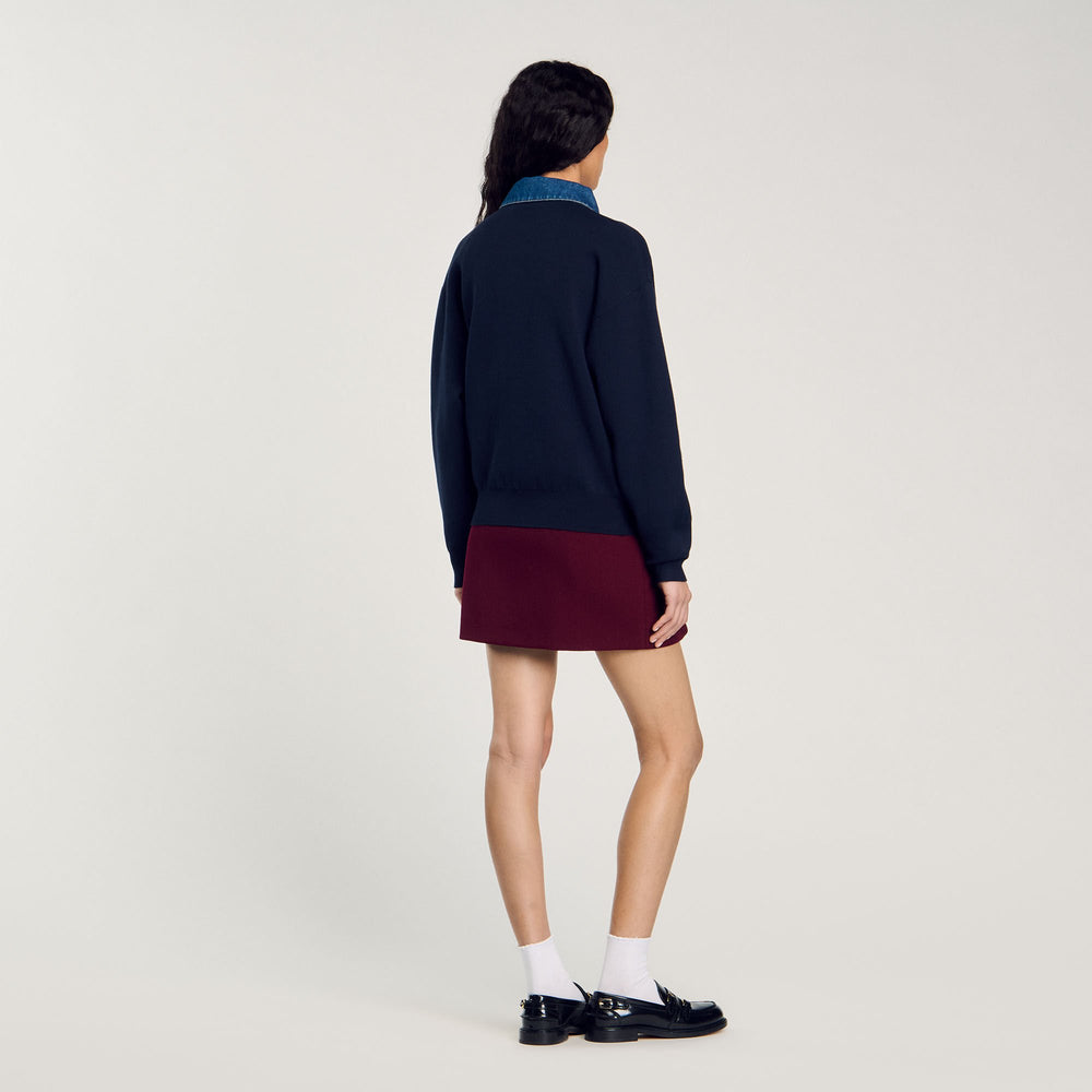 Sandro Women sweater with denim collar