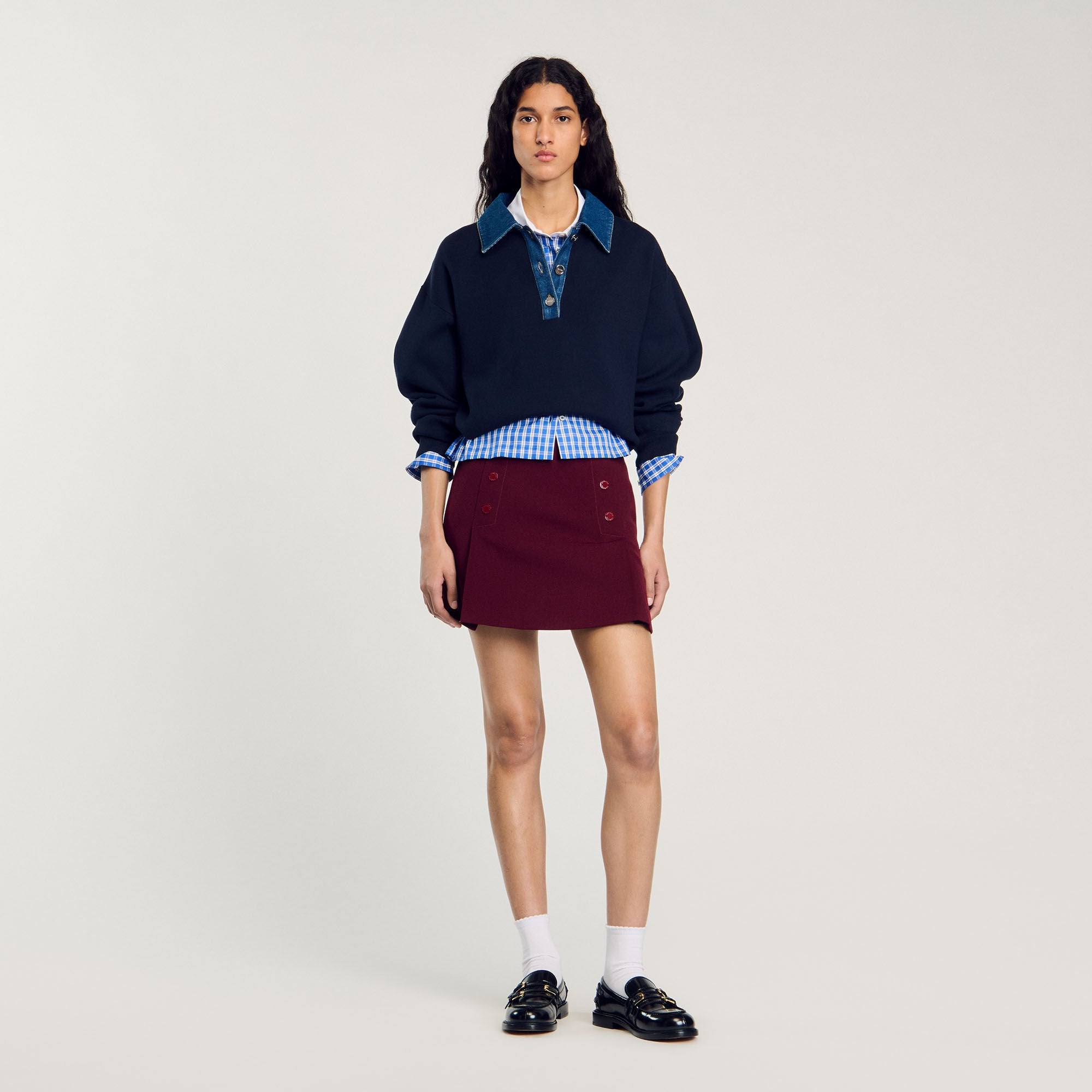 Sandro Women sweater with denim collar