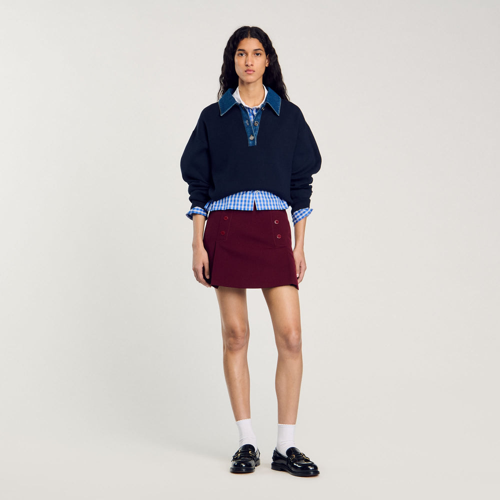 Sandro Women sweater with denim collar