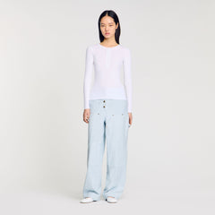 Sandro Women Ribbed sweater with Tunisian collar