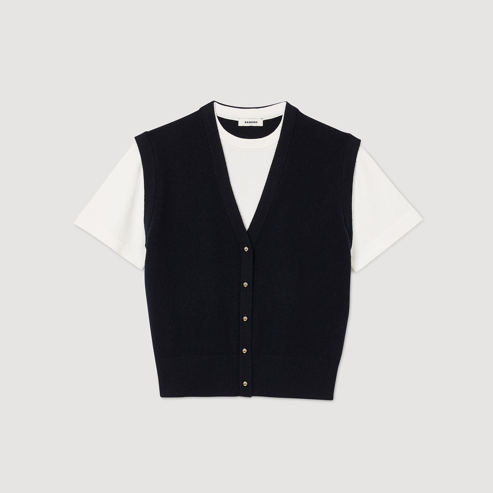 Sandro Women Two-tone wool and cashmere sweater