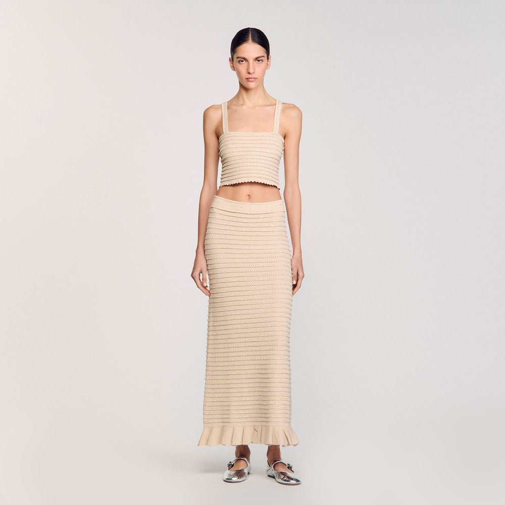 Sandro Women Rhinestone knit crop top