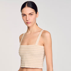 Sandro Women Rhinestone knit crop top