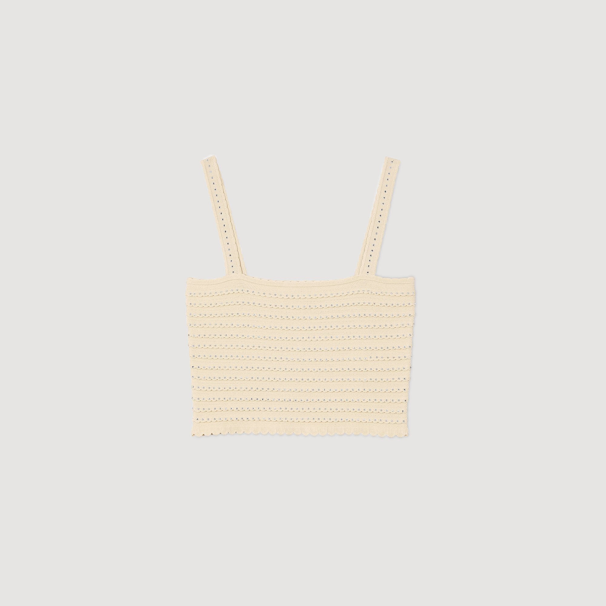 Sandro Women Rhinestone knit crop top