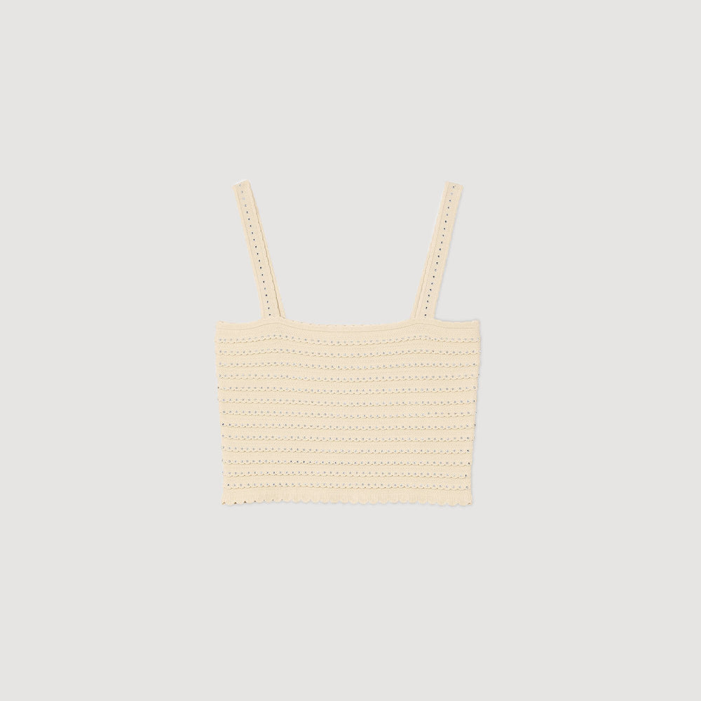 Sandro Women Rhinestone knit crop top