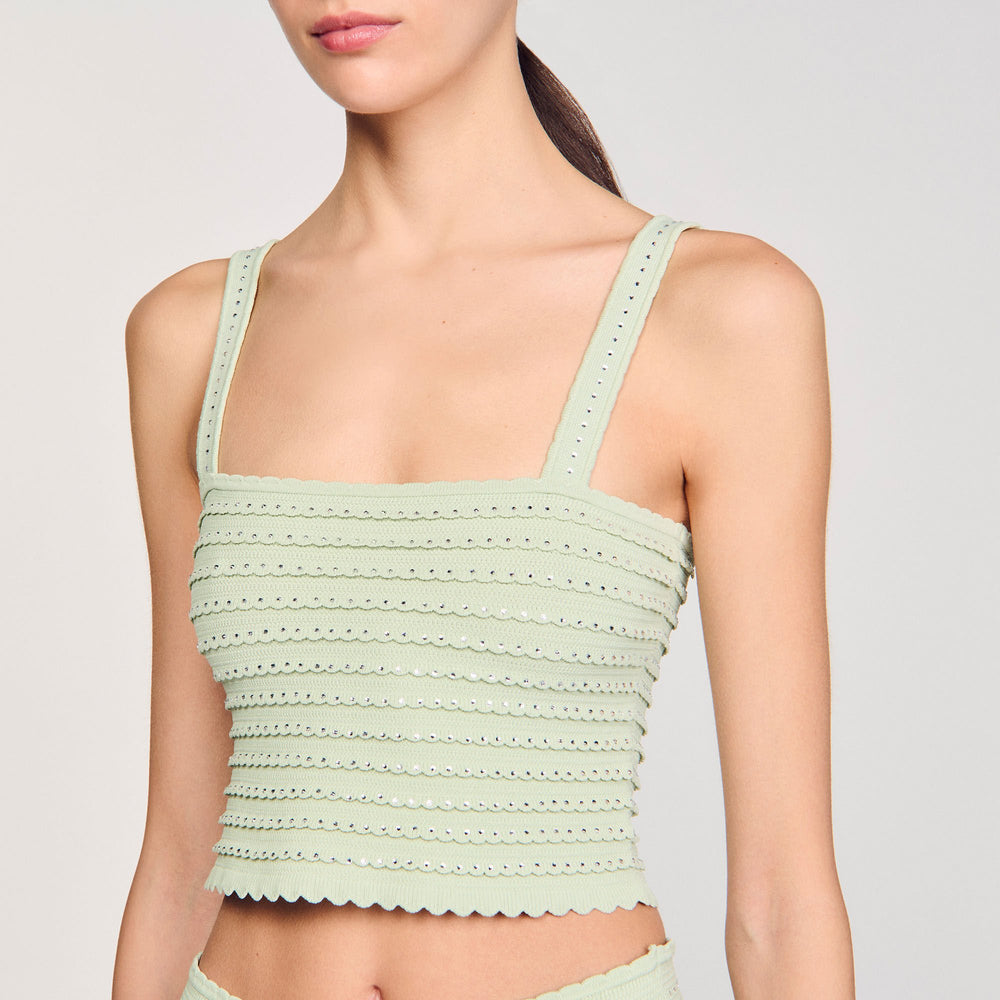 Sandro Women Rhinestone knit crop top