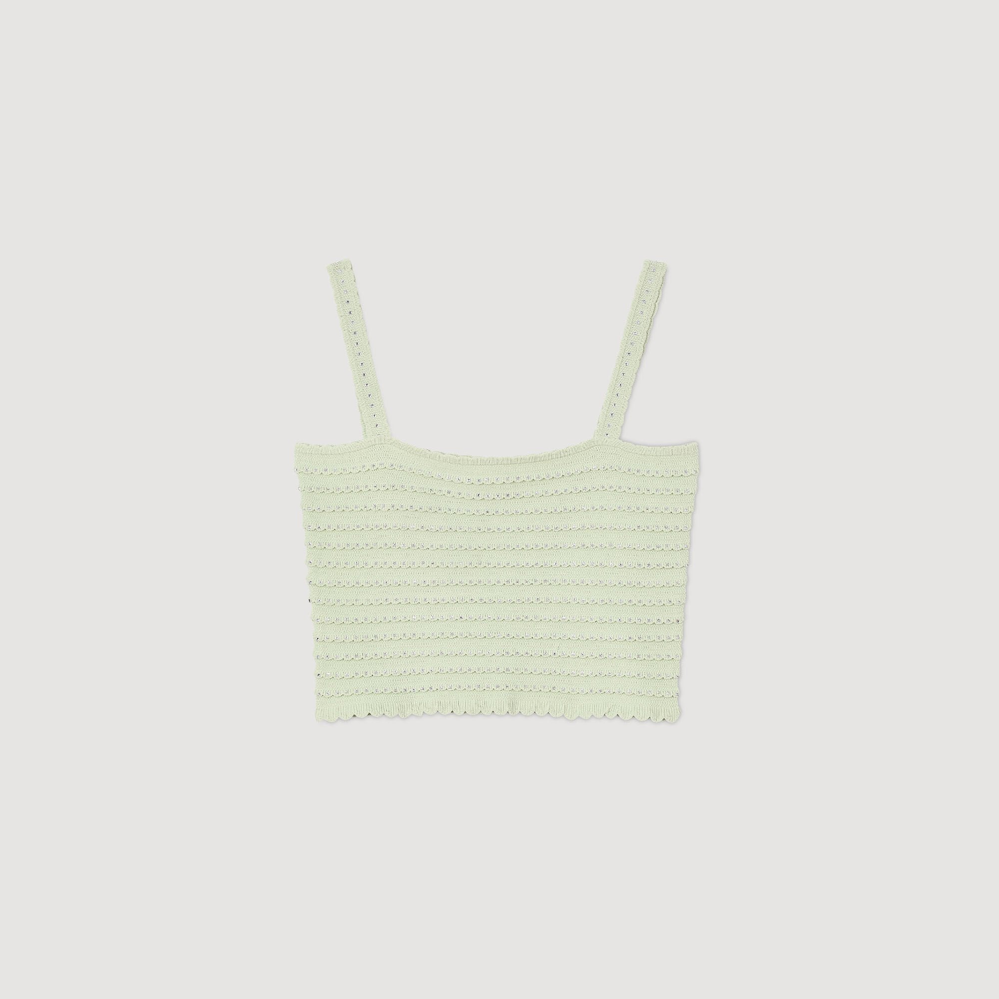 Sandro Women Rhinestone knit crop top