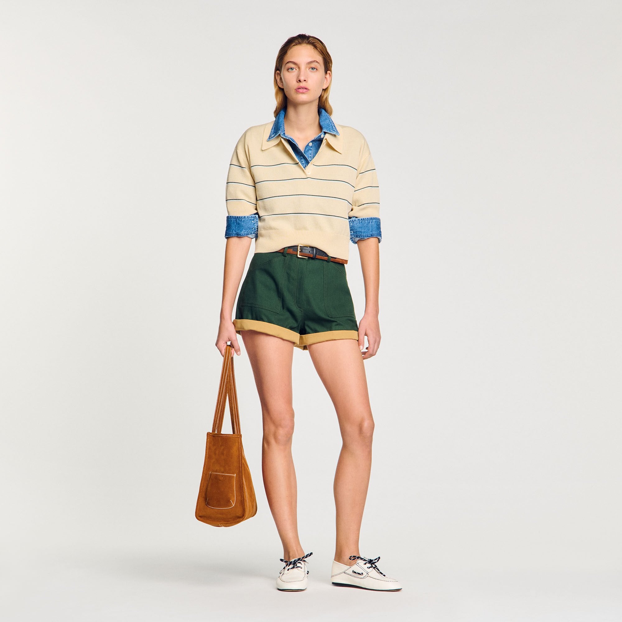 Sandro Women Cropped striped knitted sweater