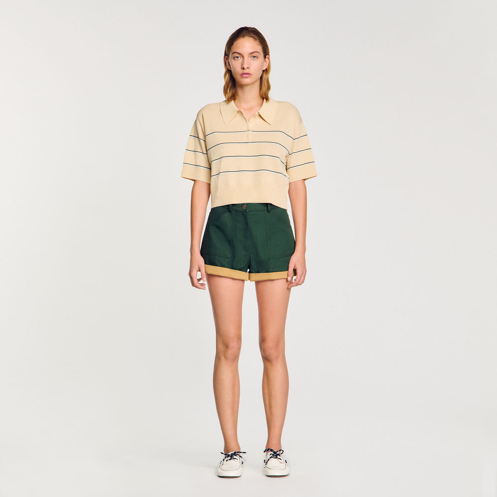 Sandro Women Cropped striped knitted sweater