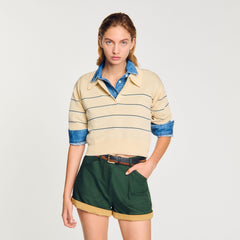 Sandro Women Cropped striped knitted sweater