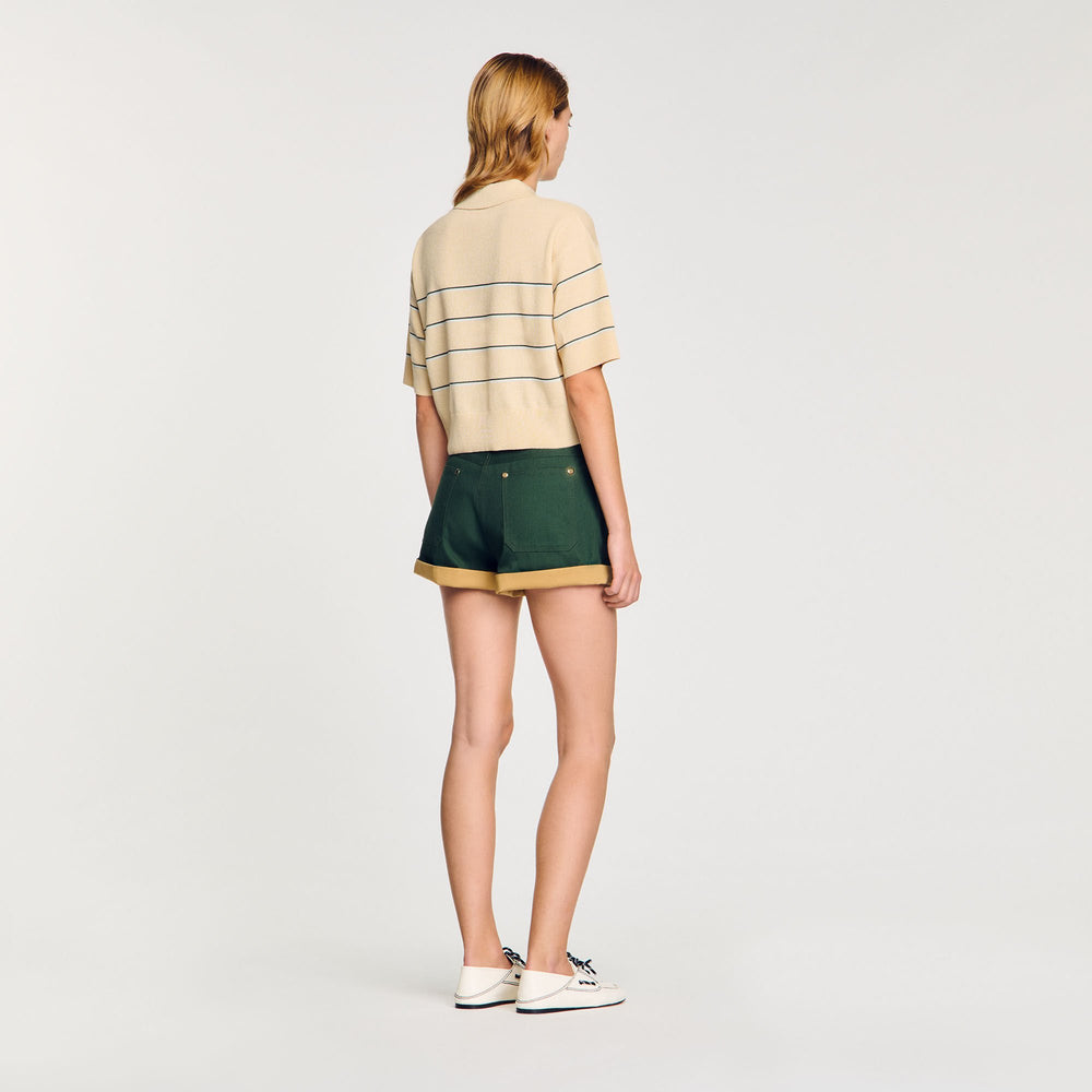 Sandro Women Cropped striped knitted sweater