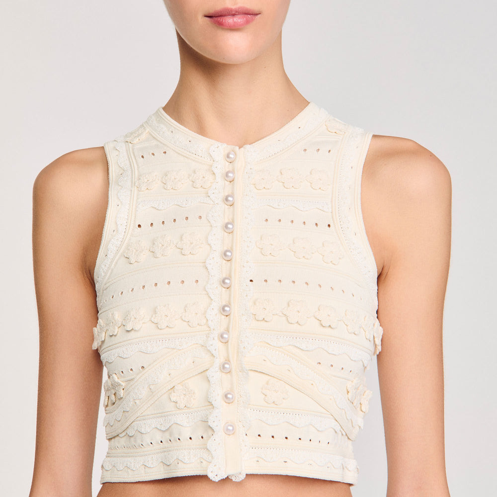 Sandro Women Crochet detail sweater