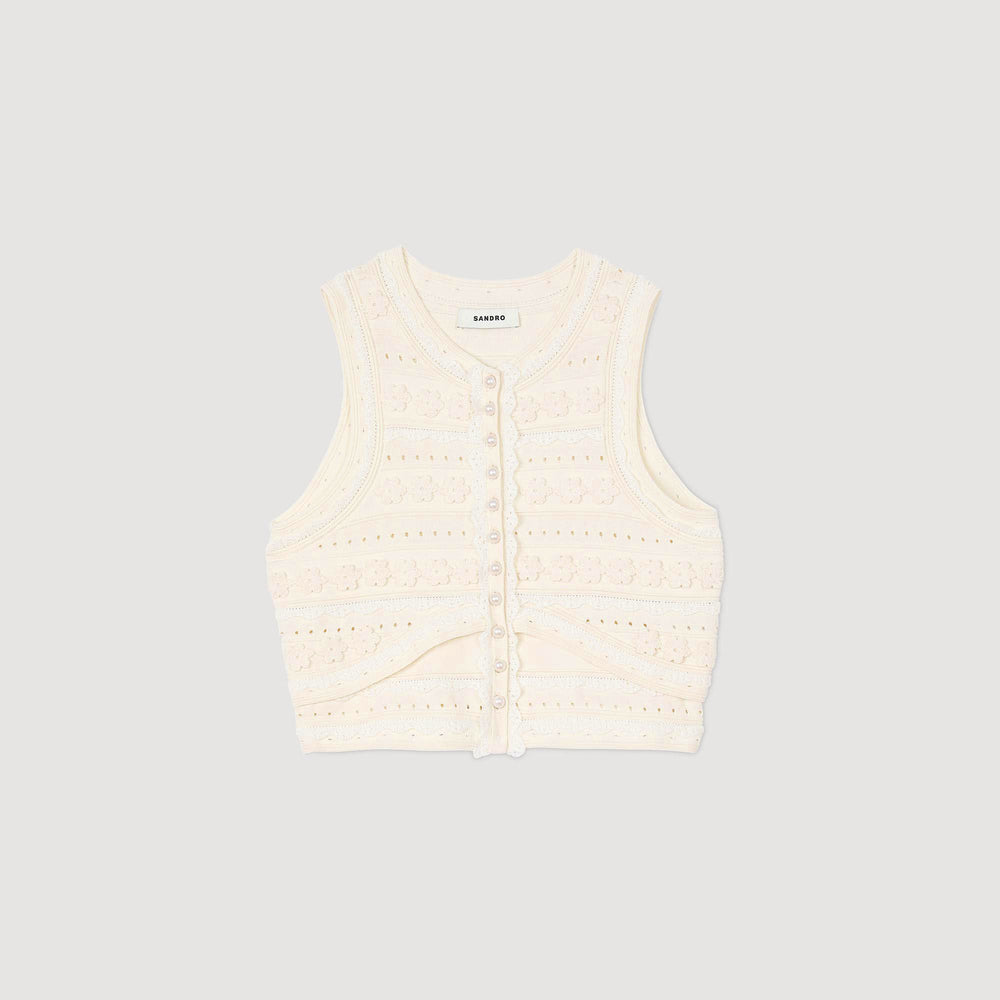 Sandro Women Crochet detail sweater