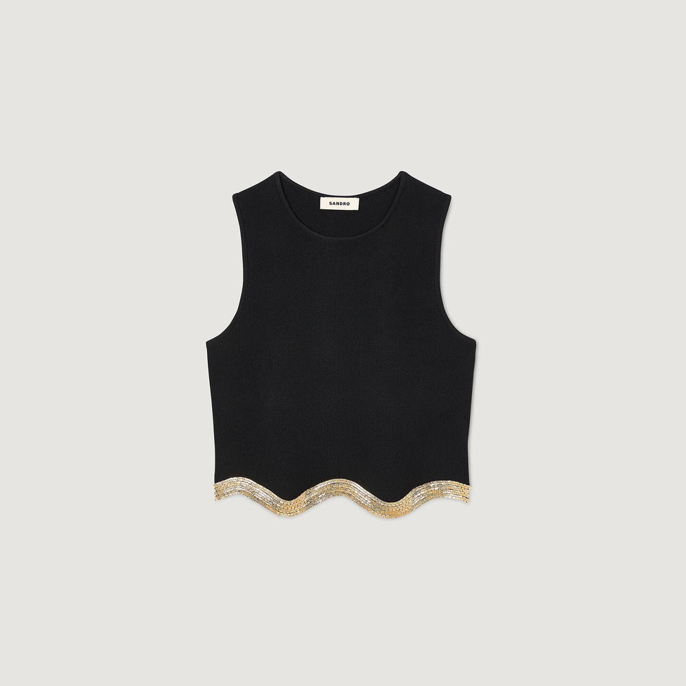 Sandro Women Cropped top with chain detail