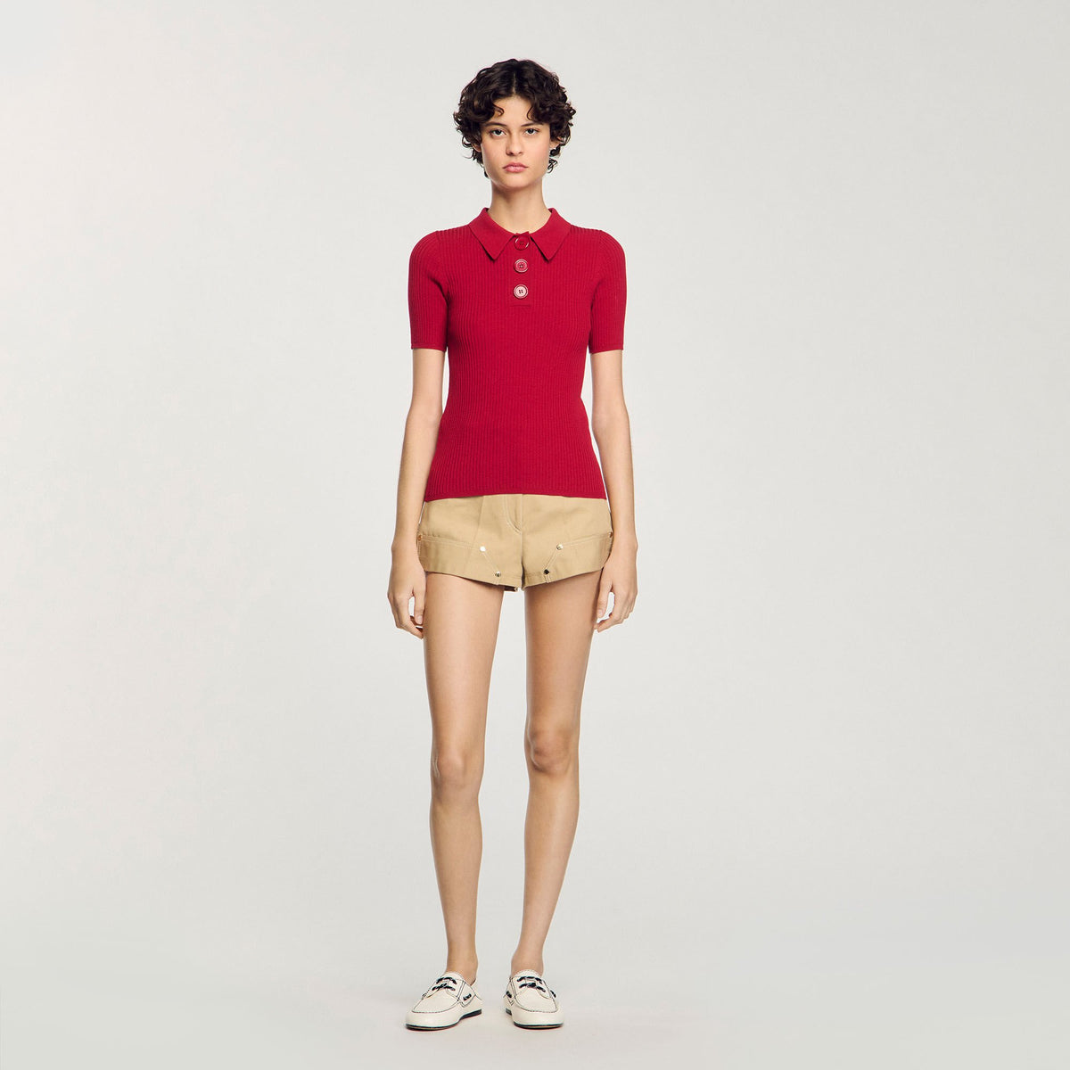 Sandro Women Rib knit polo shirt
