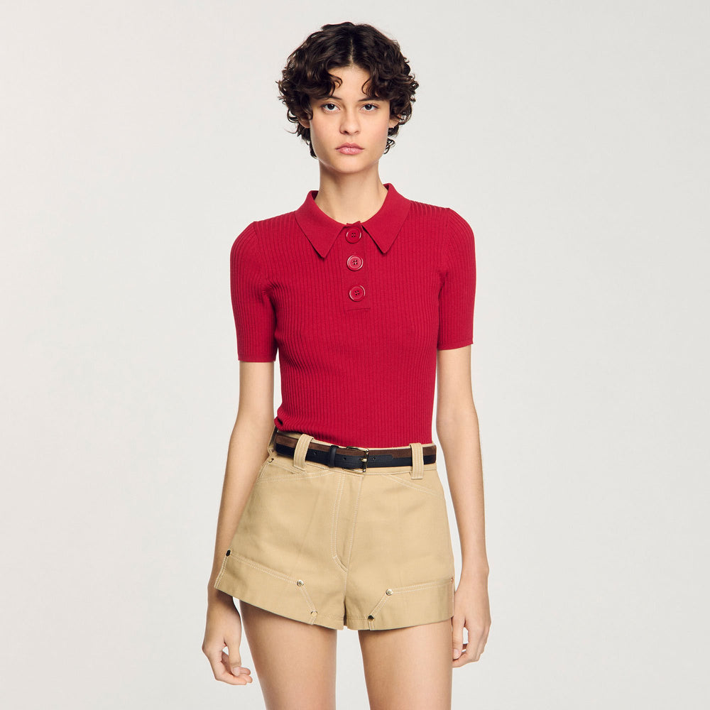 Sandro Women Rib knit polo shirt