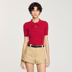 Sandro Women Rib knit polo shirt