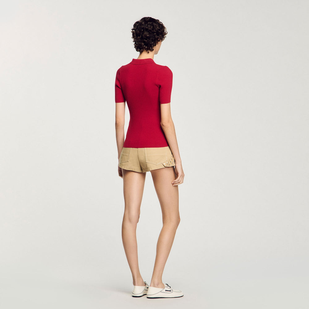 Sandro Women Rib knit polo shirt