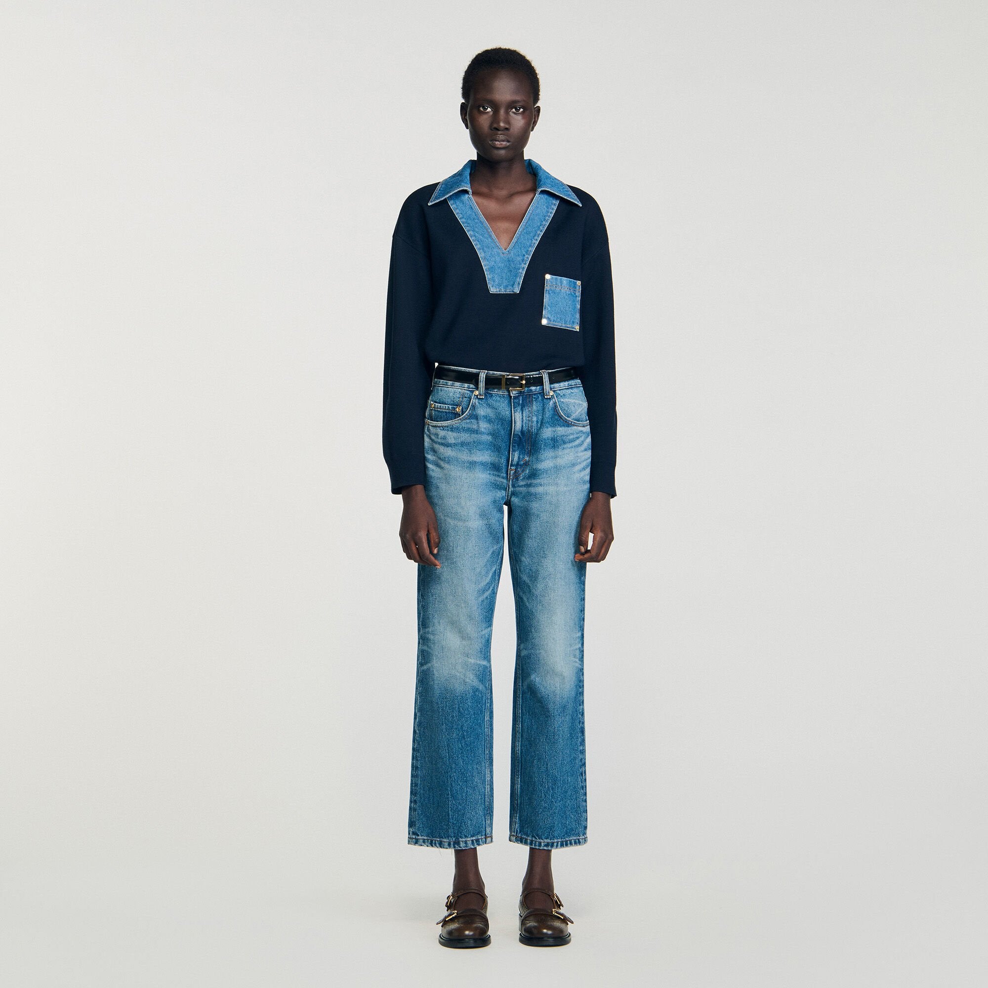 Sandro Women Sweater with denim details