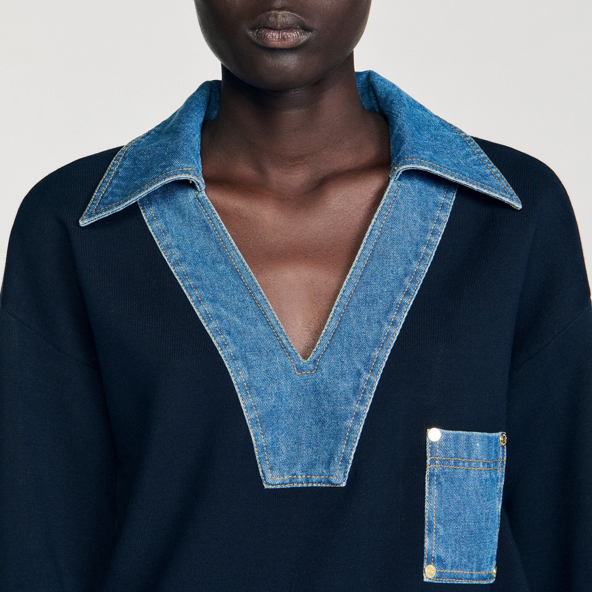 Sandro Women Sweater with denim details