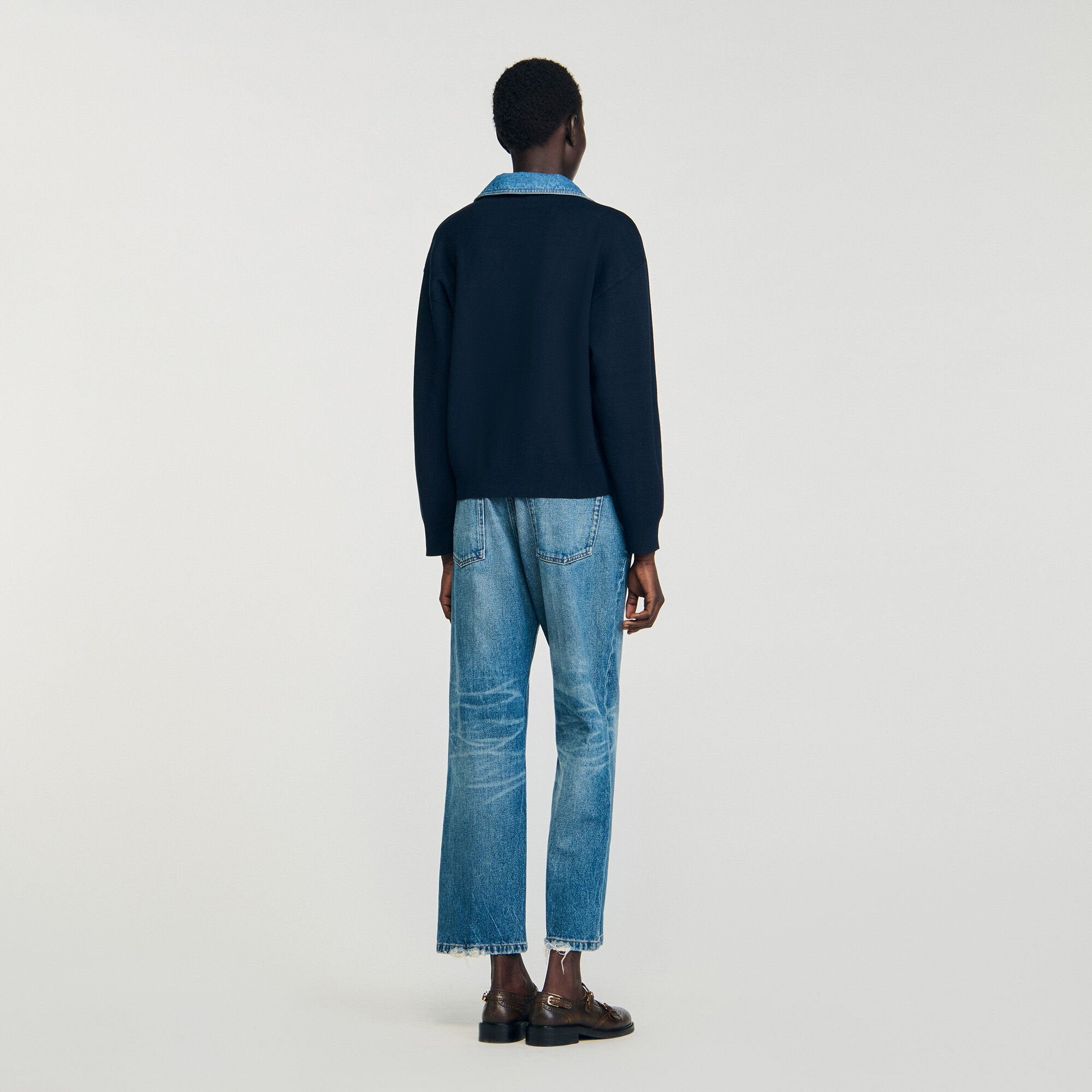 Sandro Women Sweater with denim details