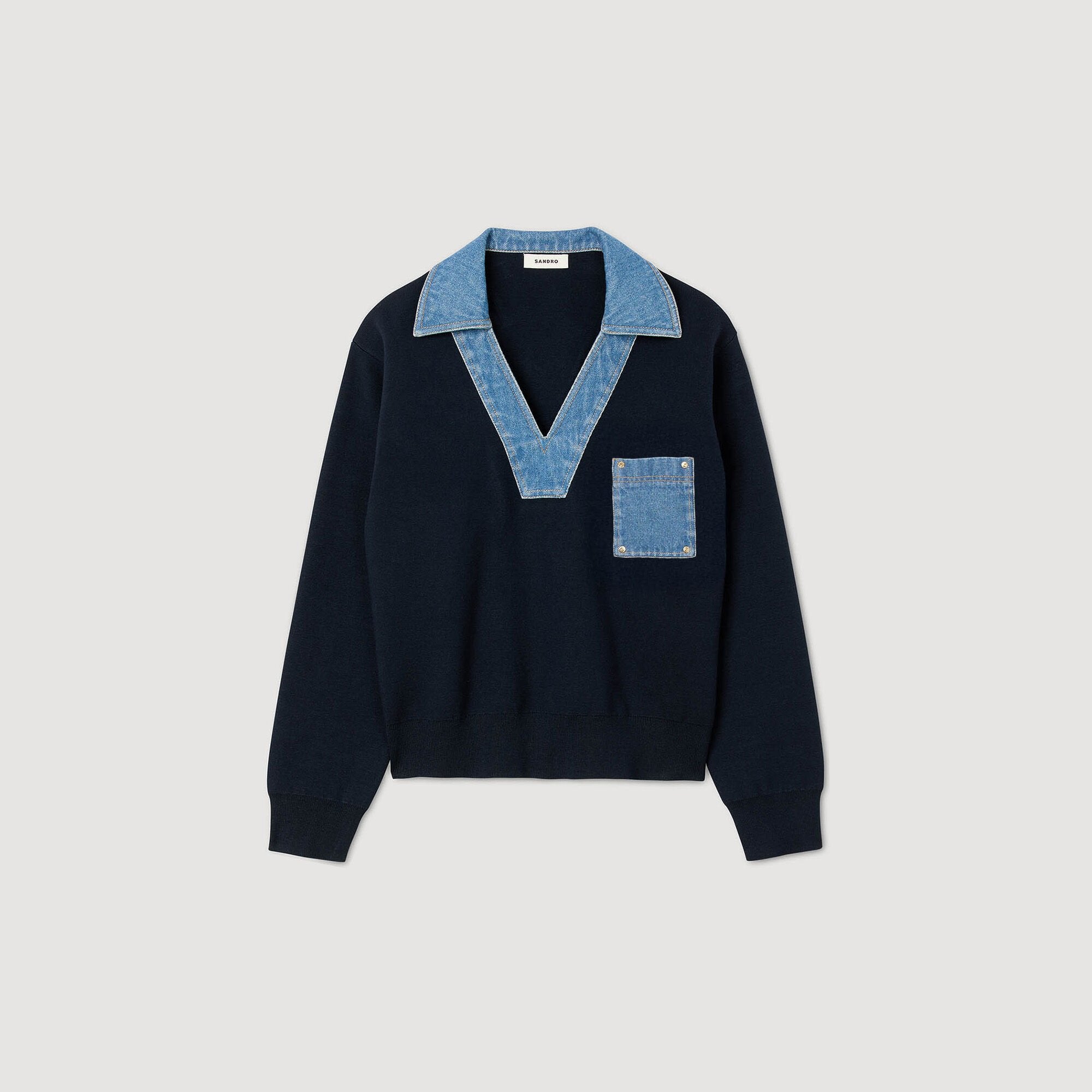 Sandro Women Sweater with denim details