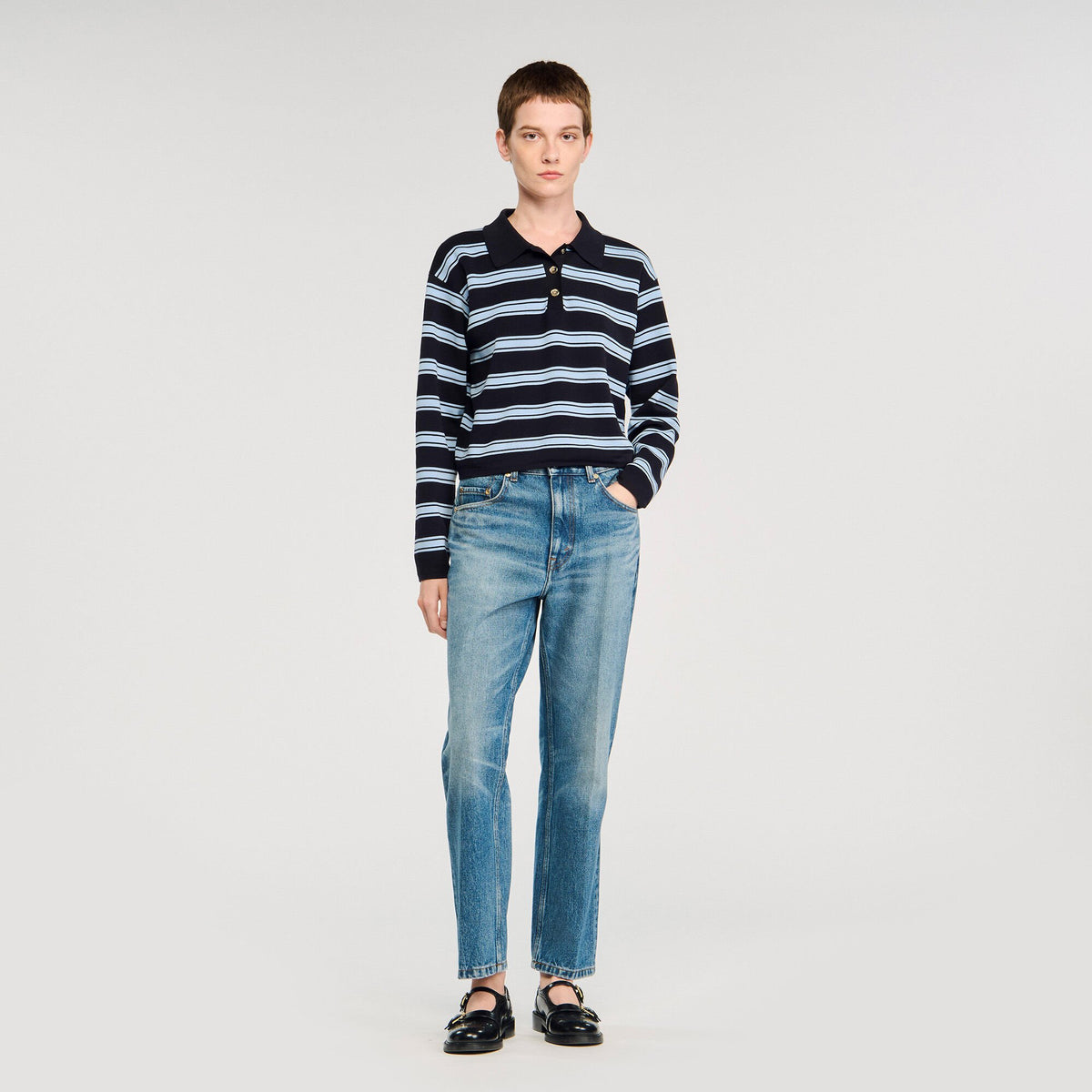 Sandro Women Striped polo sweater