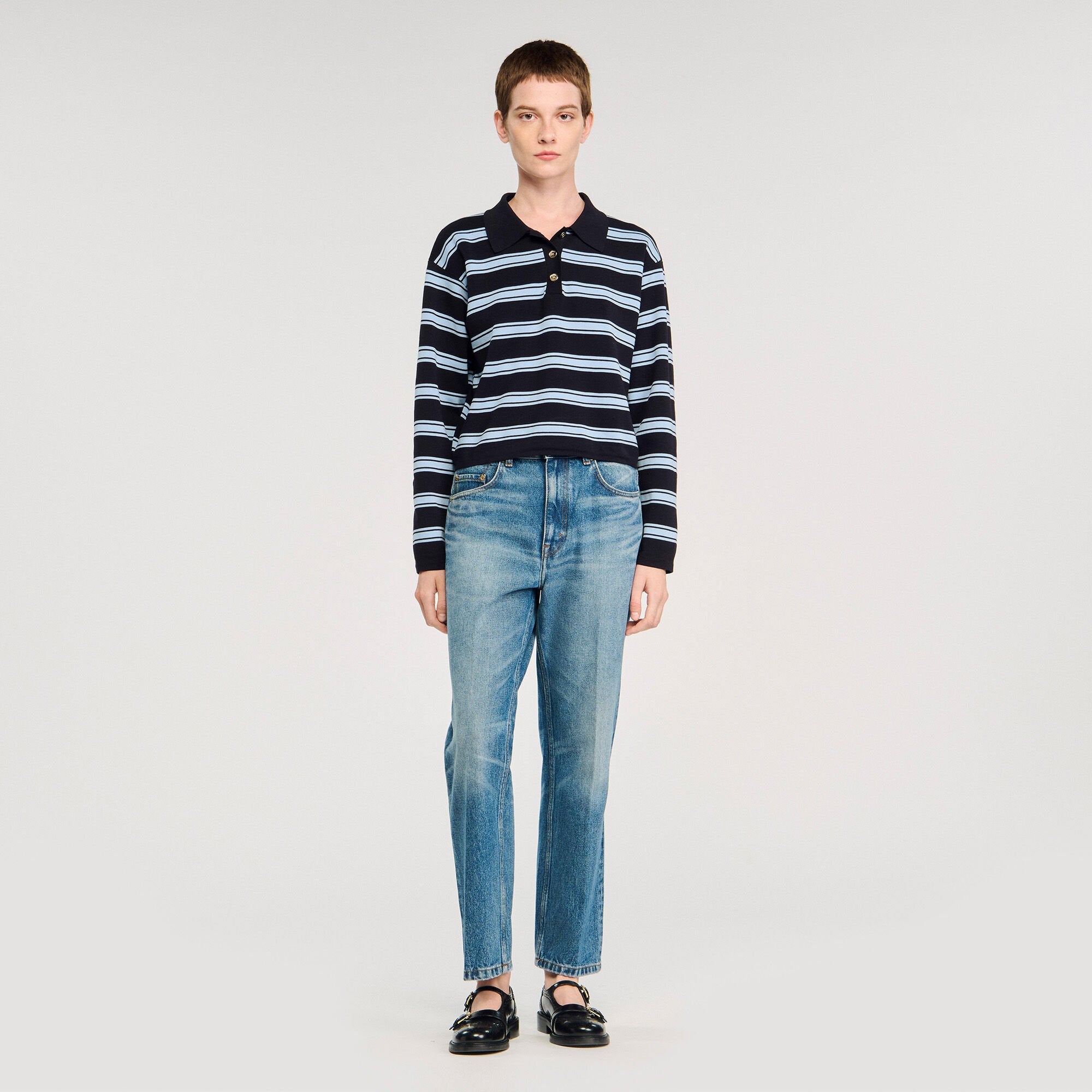 Sandro Women Striped polo sweater