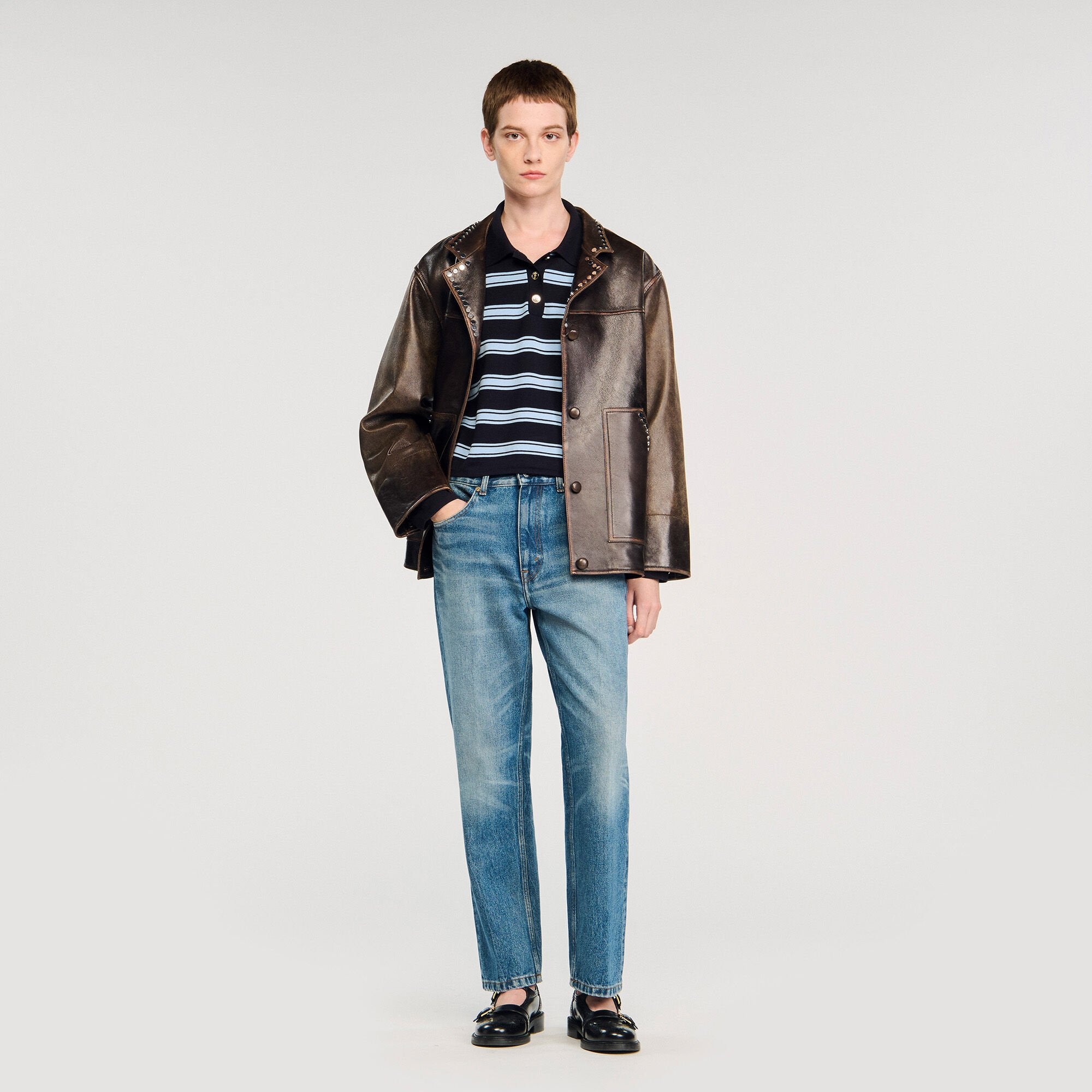 Sandro Women Striped polo sweater