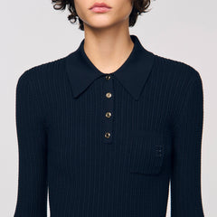 Sandro Women Cable knit polo sweater