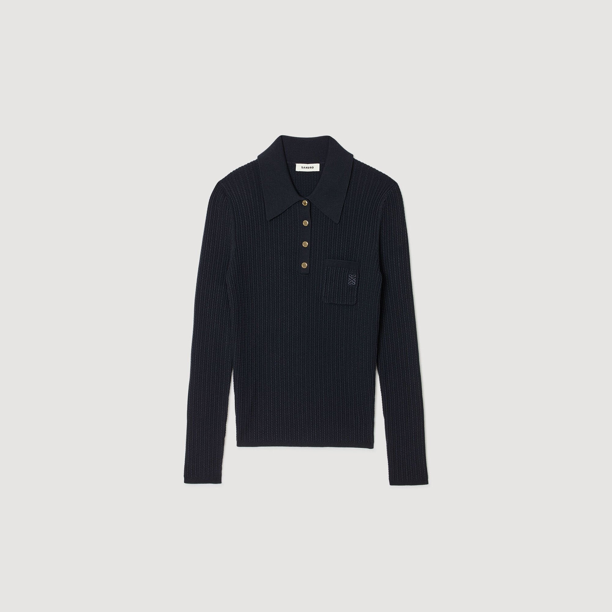 Sandro Women Cable knit polo sweater